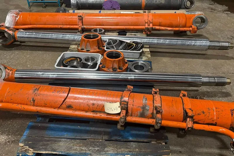 Hydraulic cylinder being resealed in the field.